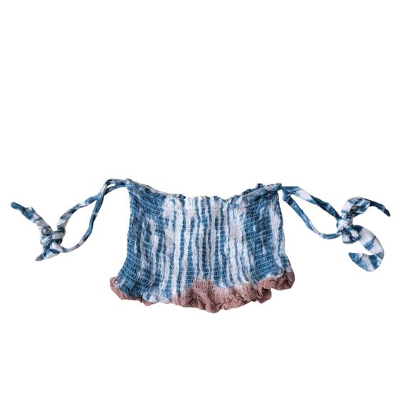 Ocean Drive Tie Dye Smocked Crop Tube Top Medium - Picture 3 of 5